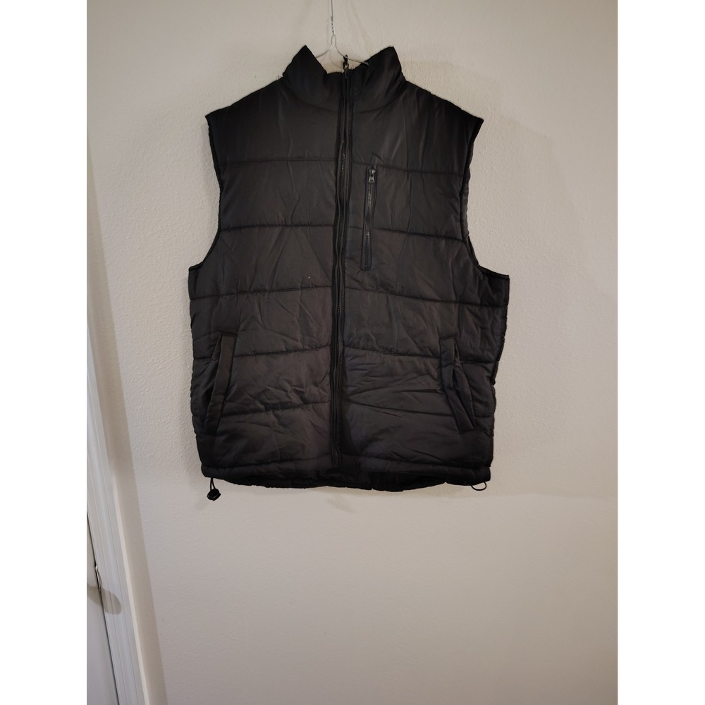 NordicTrack Mens Black Puffer Vest Padded Quilted Full Zip Mock Neck Medium